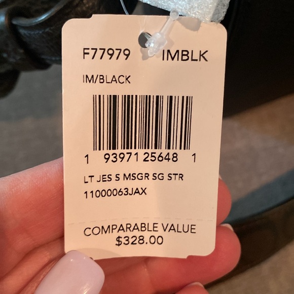 NWT Black Coach Messenger Black pebble leather with signature dark brown strap. - Picture 8 of 15